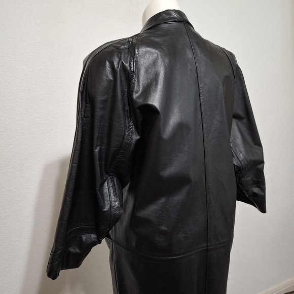 Lisa Loren Black Matrix Front Pockets 3/4 Sleeve Genuine Leather Coat Size M - Picture 8 of 11